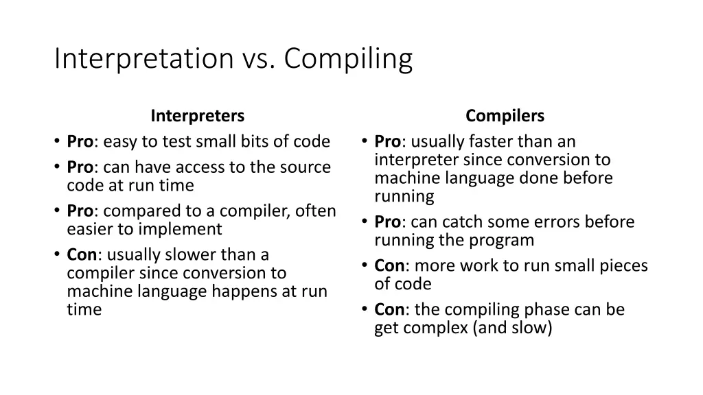 interpretation vs compiling 1