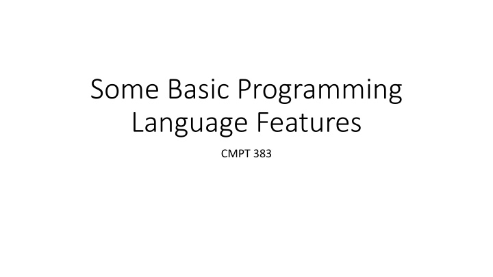 some basic programming language features