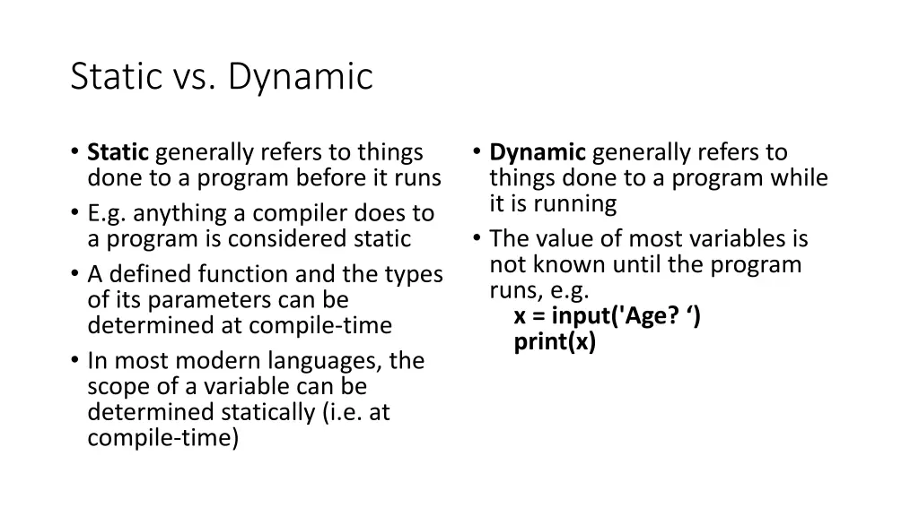 static vs dynamic