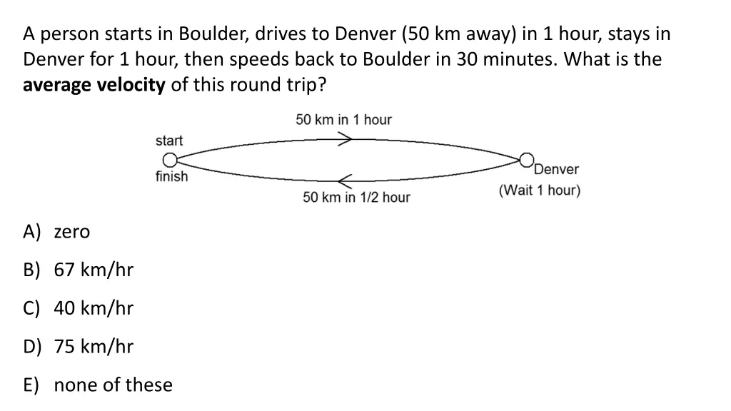 a person starts in boulder drives to denver 1