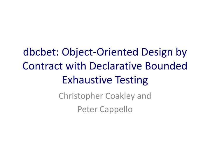 dbcbet object oriented design by contract with