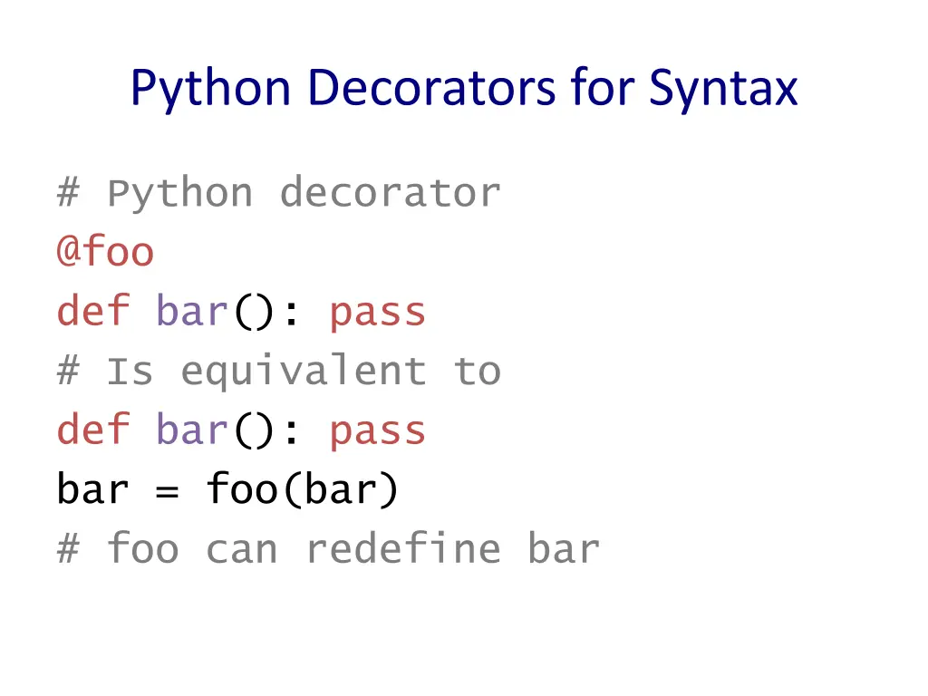 python decorators for syntax