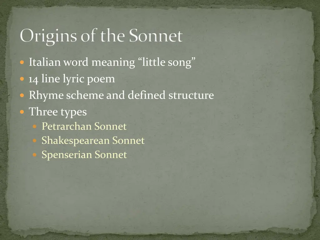 origins of the sonnet