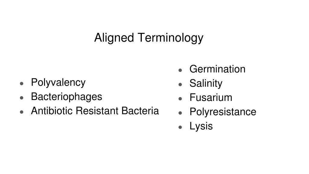 aligned terminology