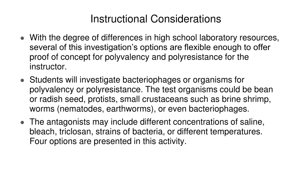 instructional considerations