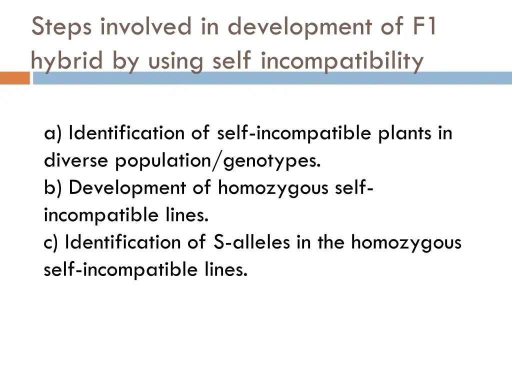 steps involved in development of f1 hybrid