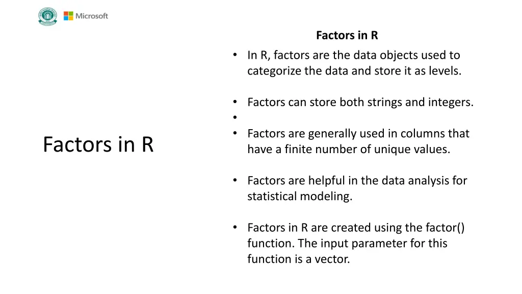 factors in r