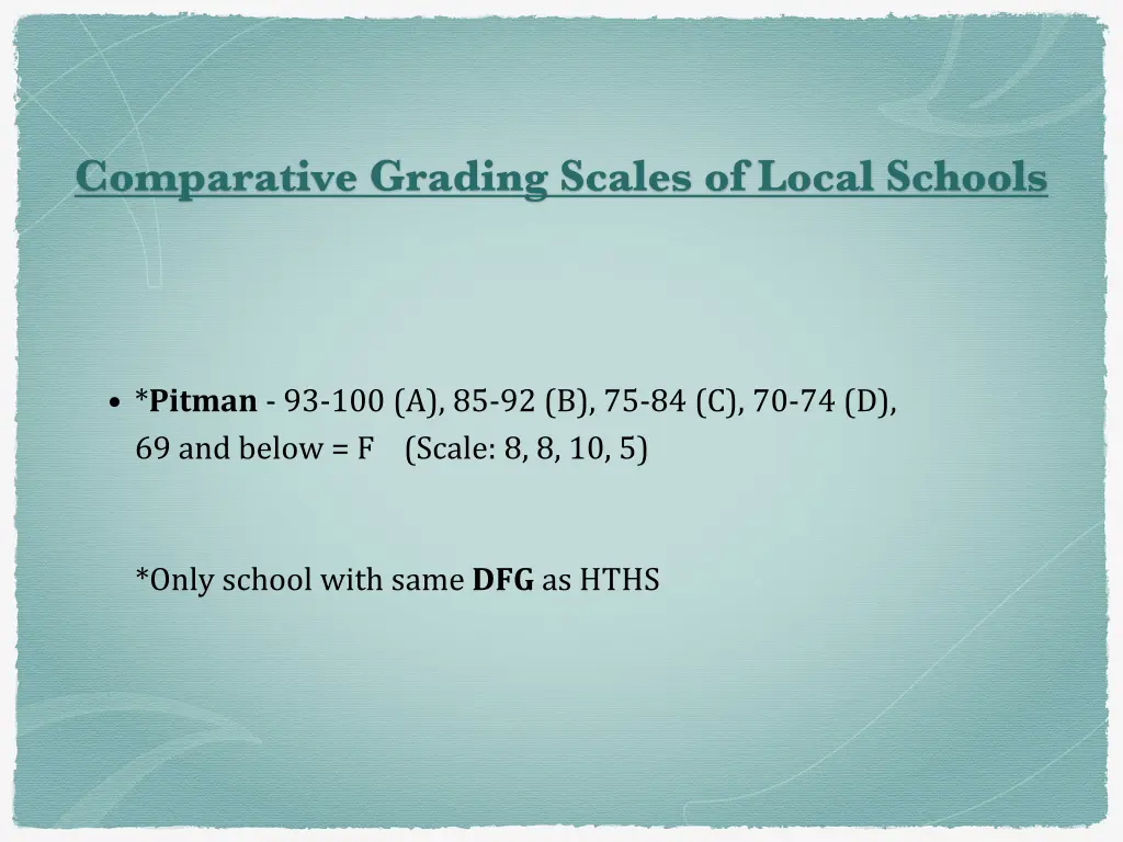 comparative grading scales of local schools 4