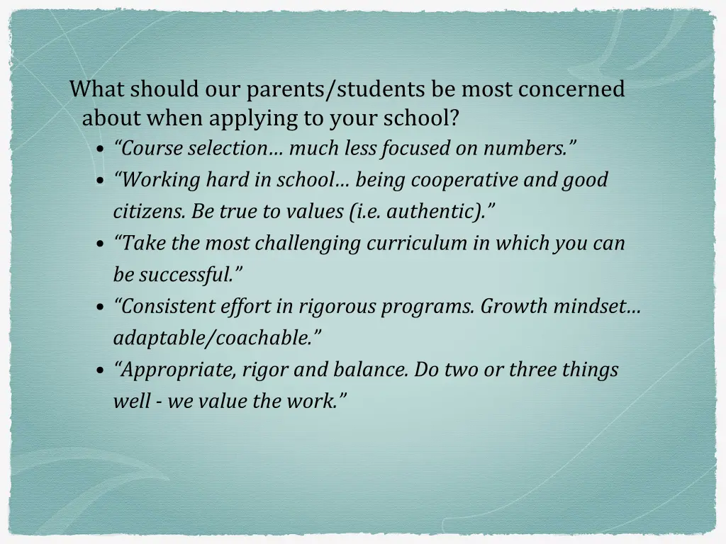 what should our parents students be most