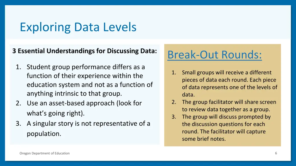 exploring data levels