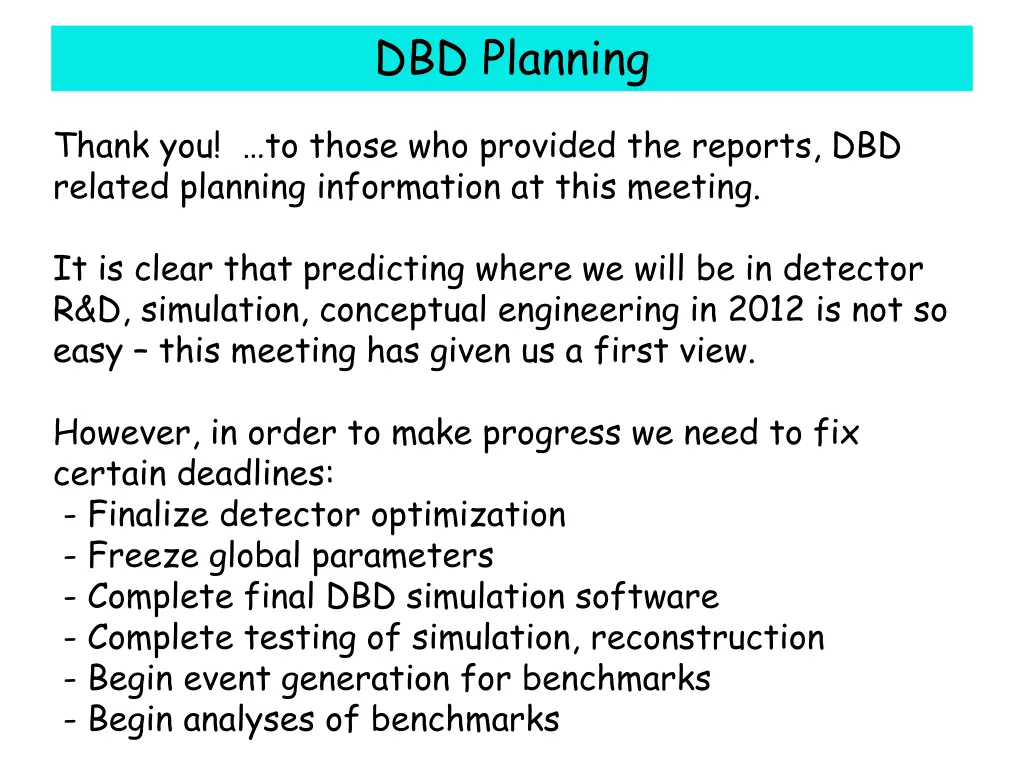 dbd planning