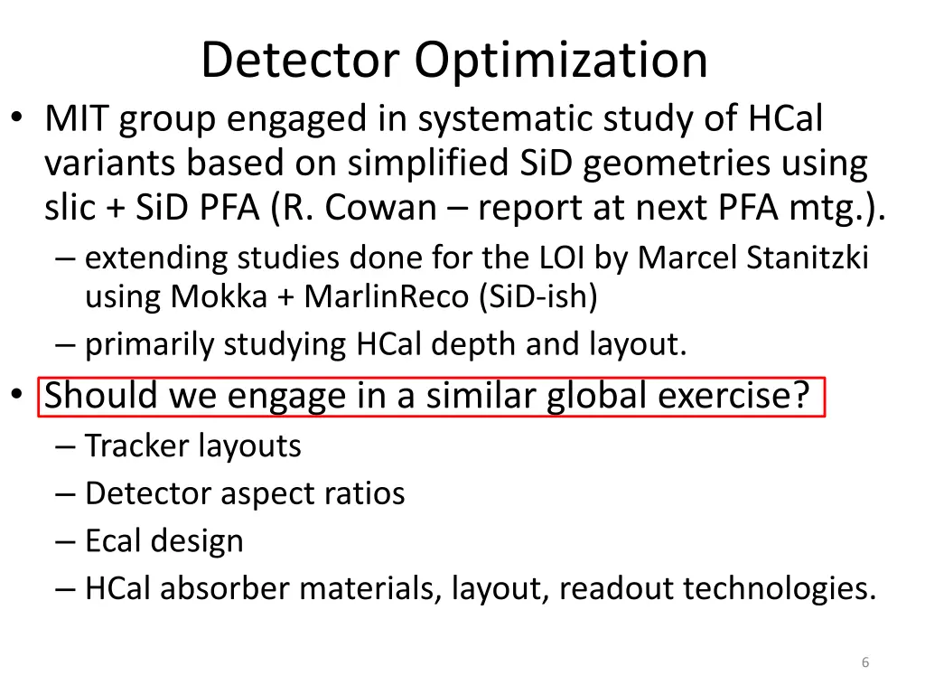 detector optimization mit group engaged