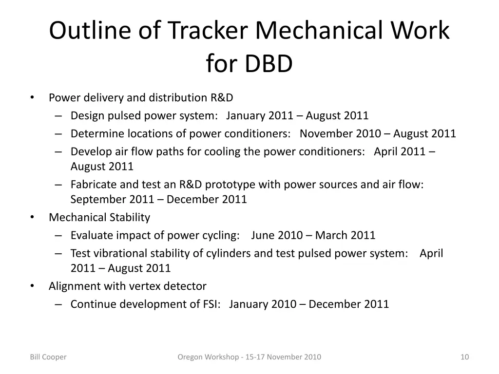 outline of tracker mechanical work for dbd