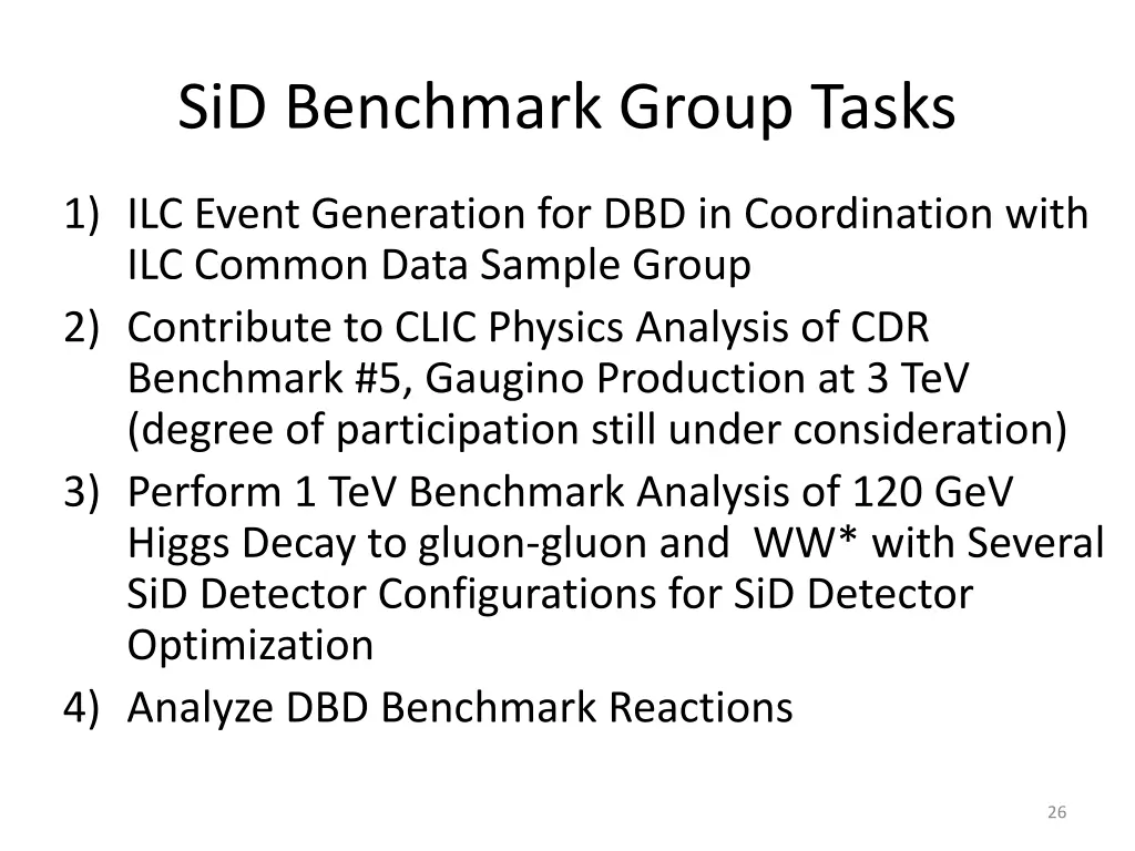 sid benchmark group tasks