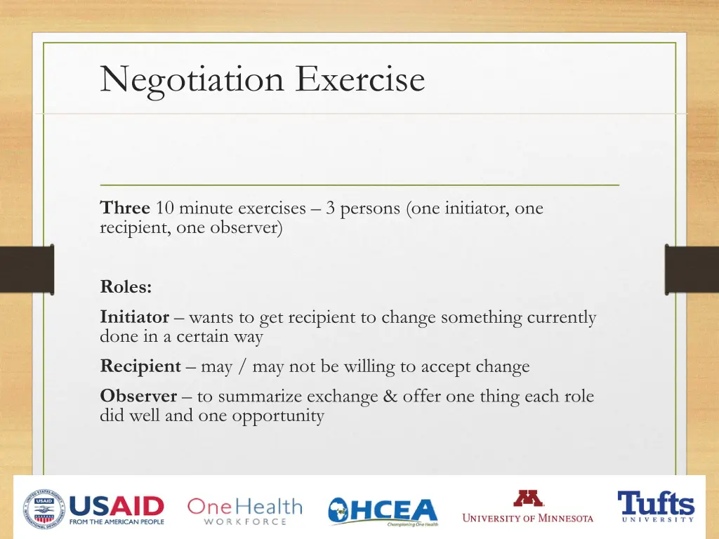 negotiation exercise