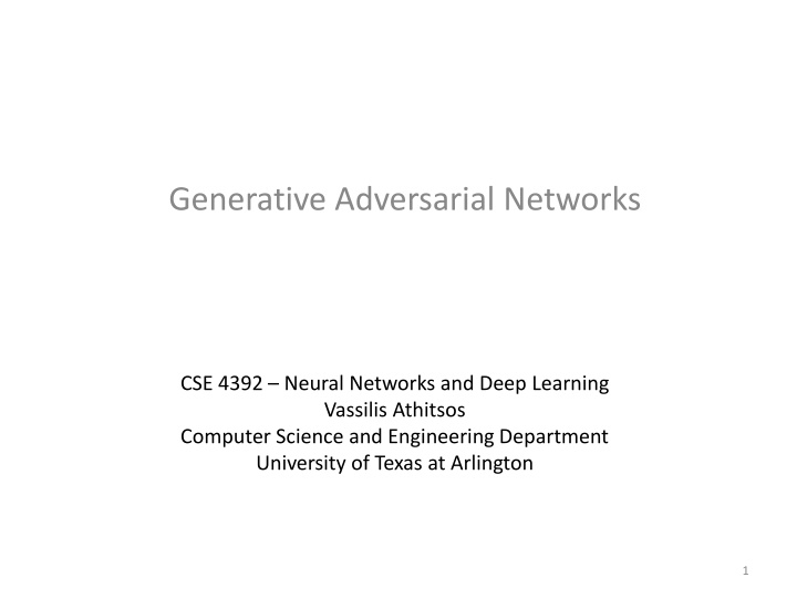 generative adversarial networks