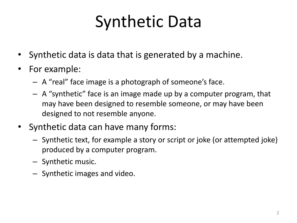 synthetic data