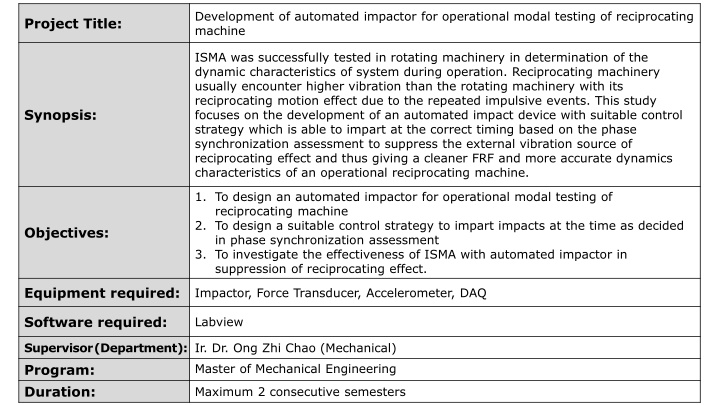 development of automated impactor for operational