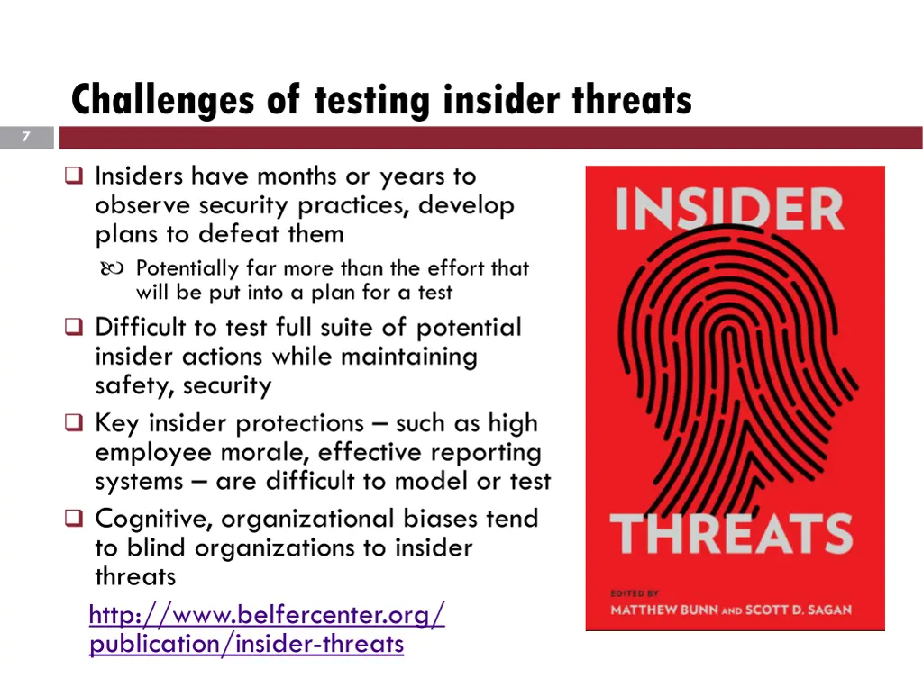 challenges of testing insider threats