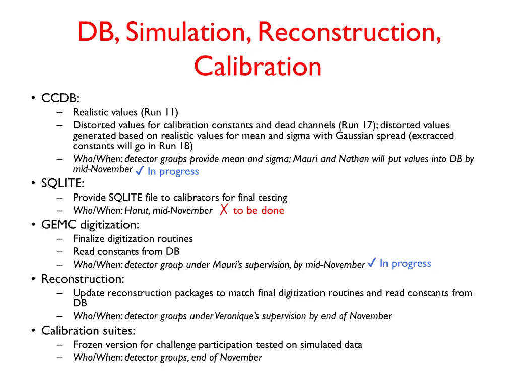 db simulation reconstruction calibration