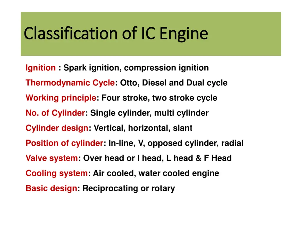 classification of ic engine classification