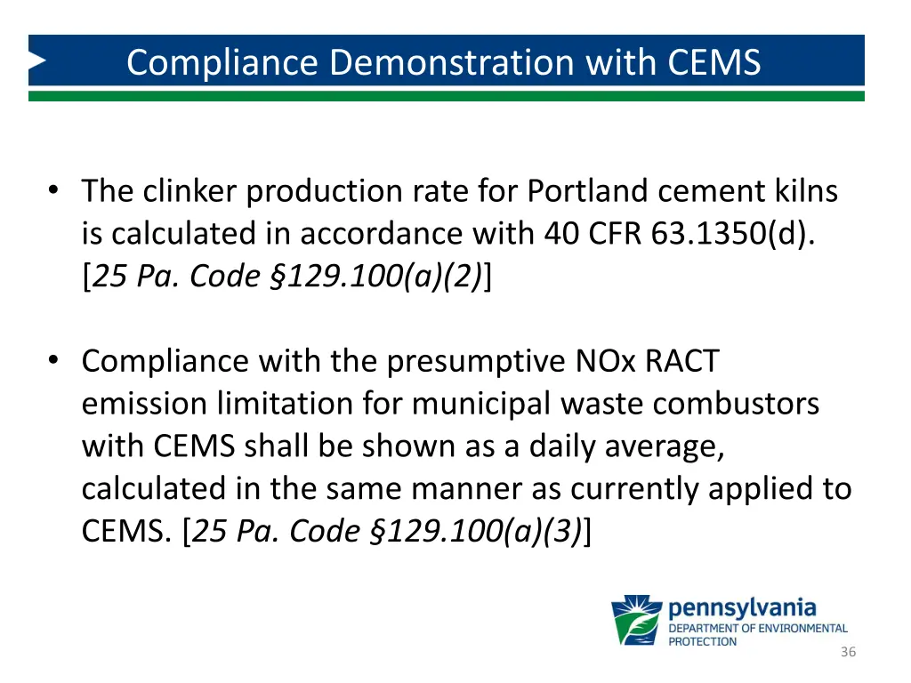 compliance demonstration with cems 1