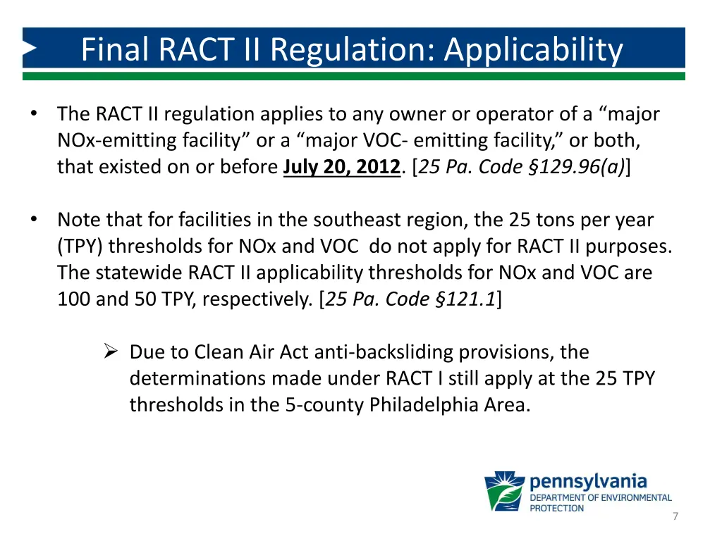 final ract ii regulation applicability