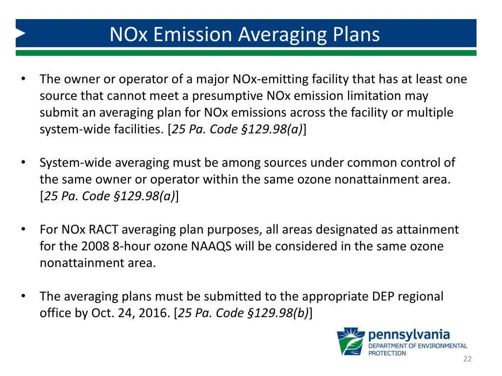 nox emission averaging plans