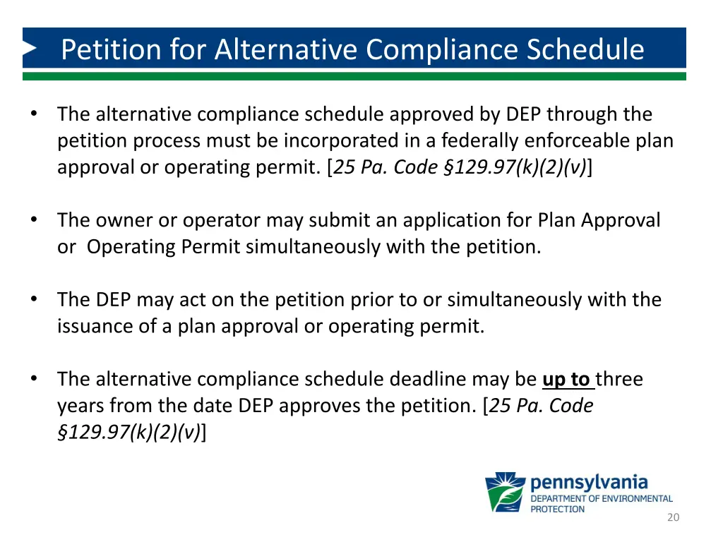 petition for alternative compliance schedule 1