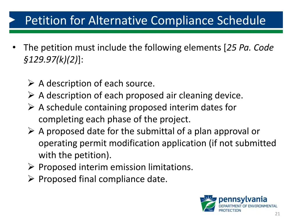 petition for alternative compliance schedule 2