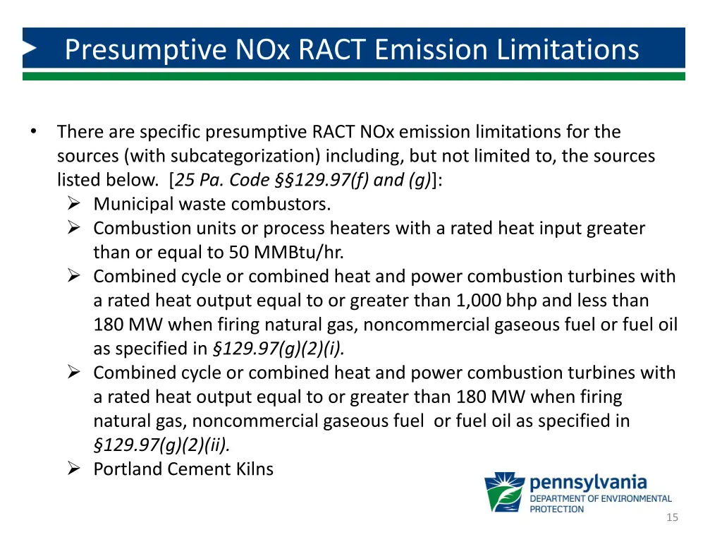 presumptive nox ract emission limitations