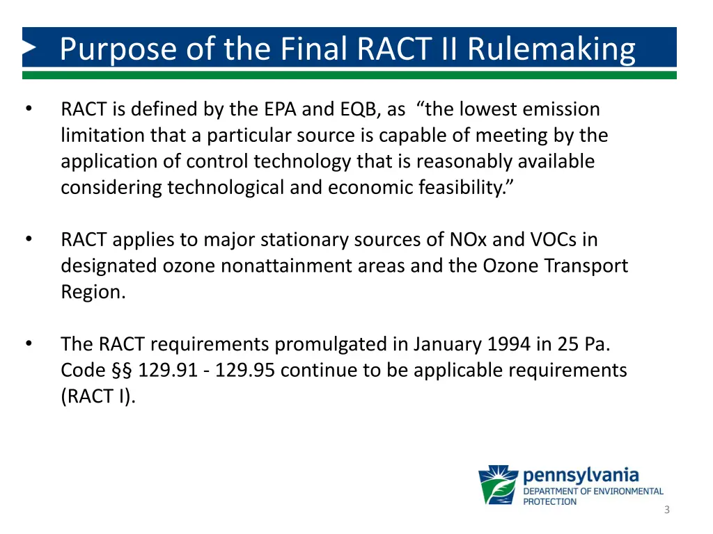 purpose of the final ract ii rulemaking 1