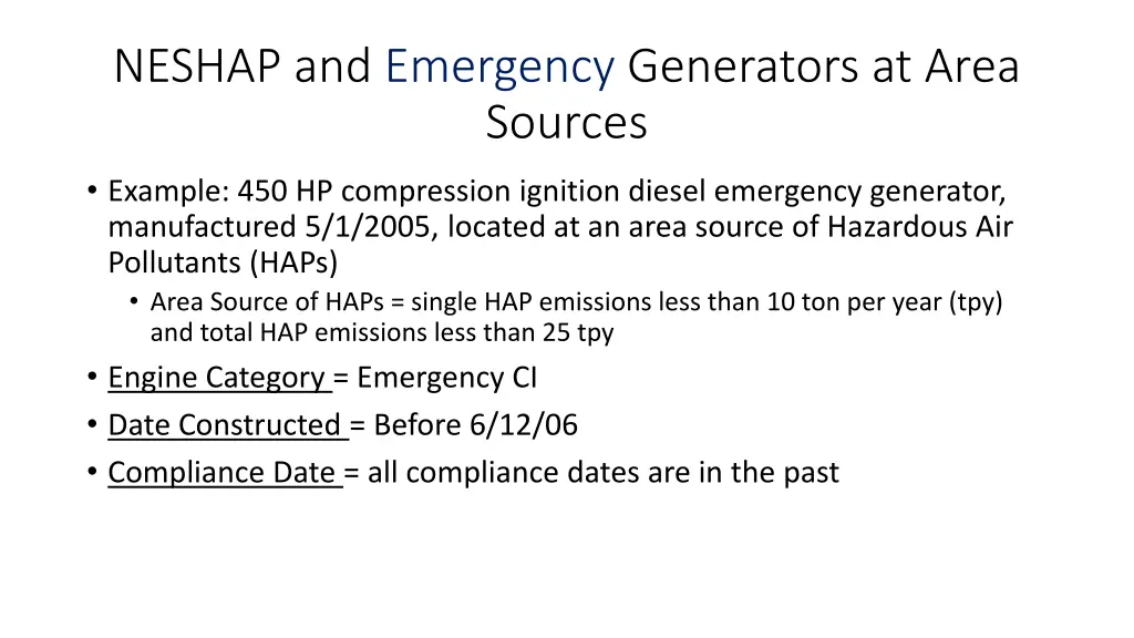 neshap and emergency generators at area sources