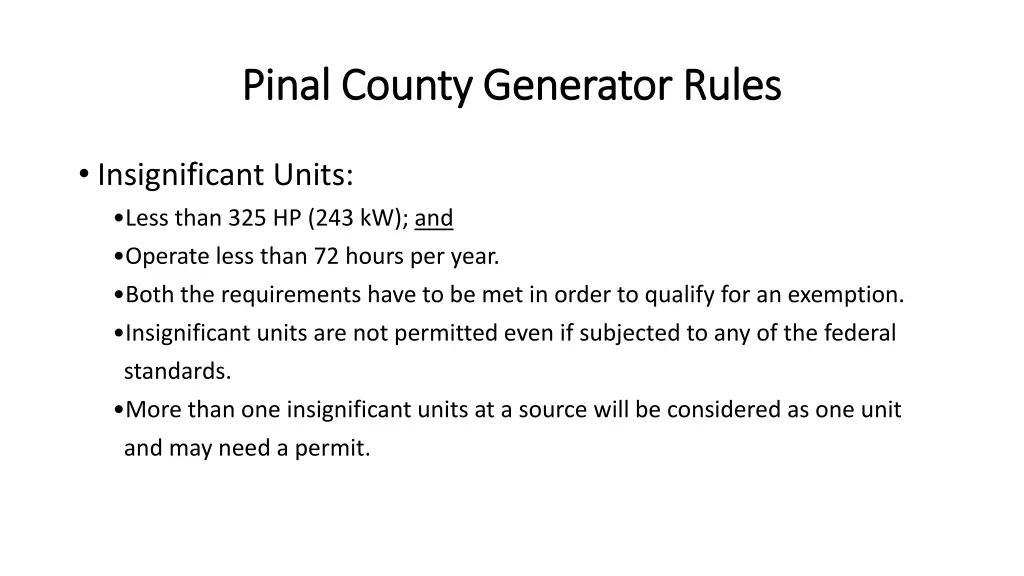 pinal county generator rules pinal county