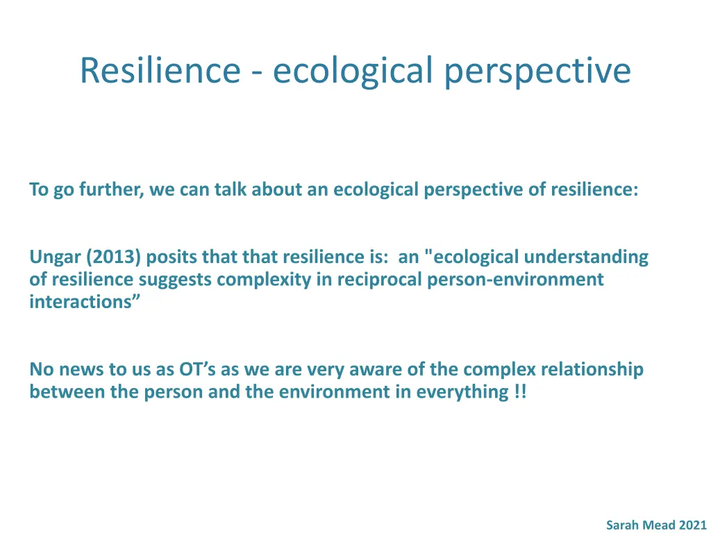 resilience ecological perspective