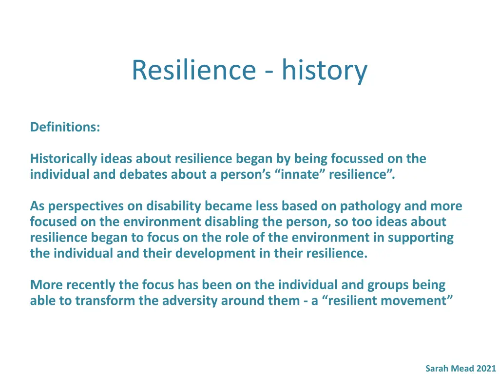 resilience history