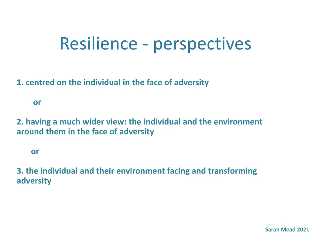 resilience perspectives