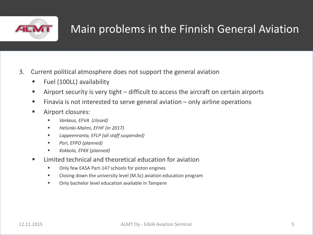 main problems in the finnish general aviation 2