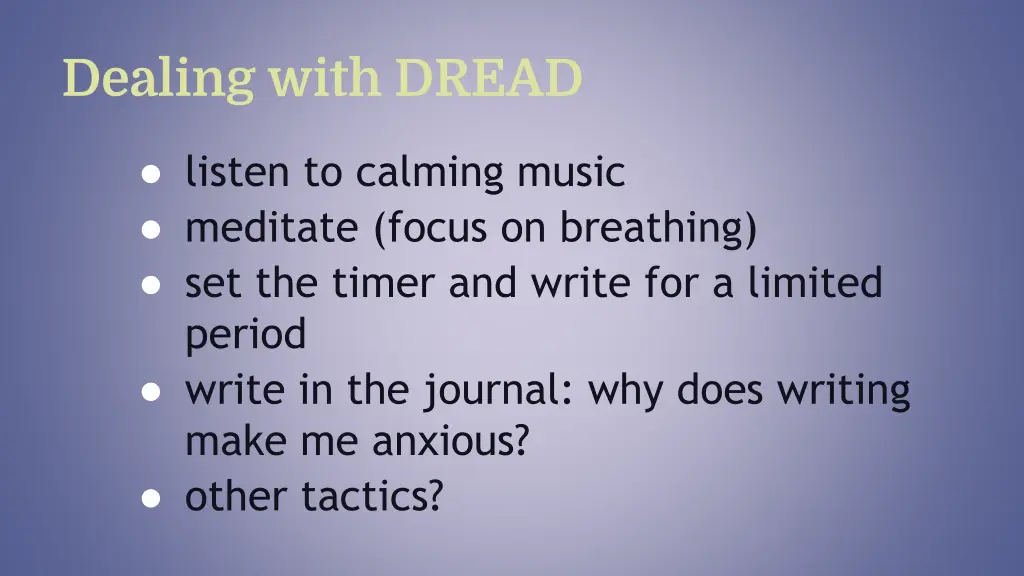 dealing with dread