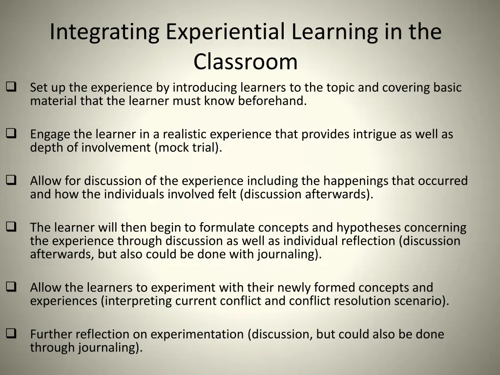 integrating experiential learning