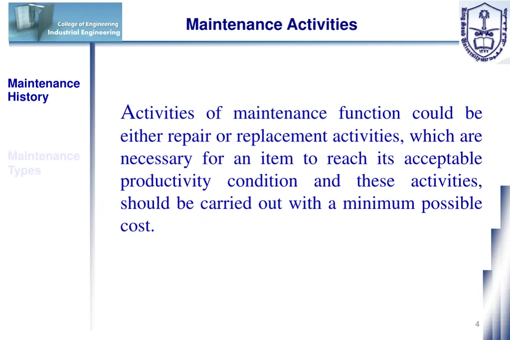 maintenance activities