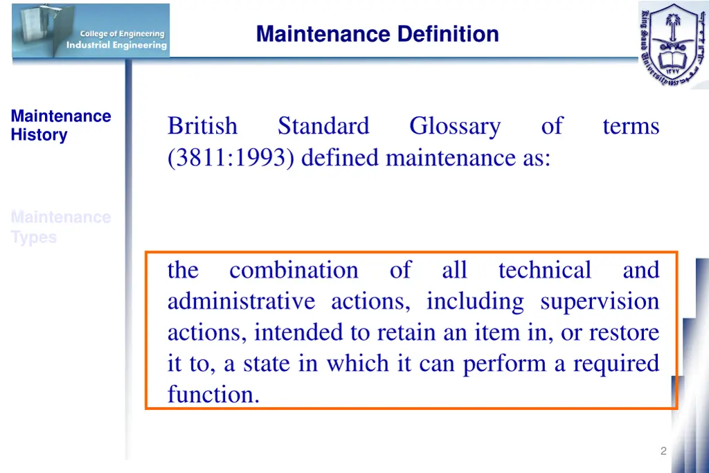 maintenance definition