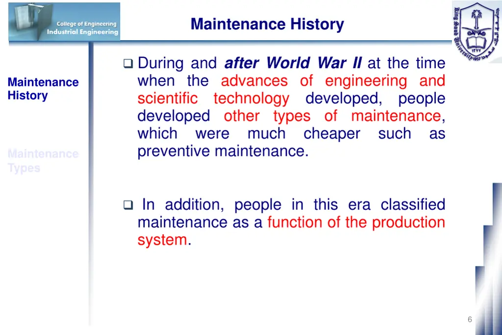 maintenance history 1