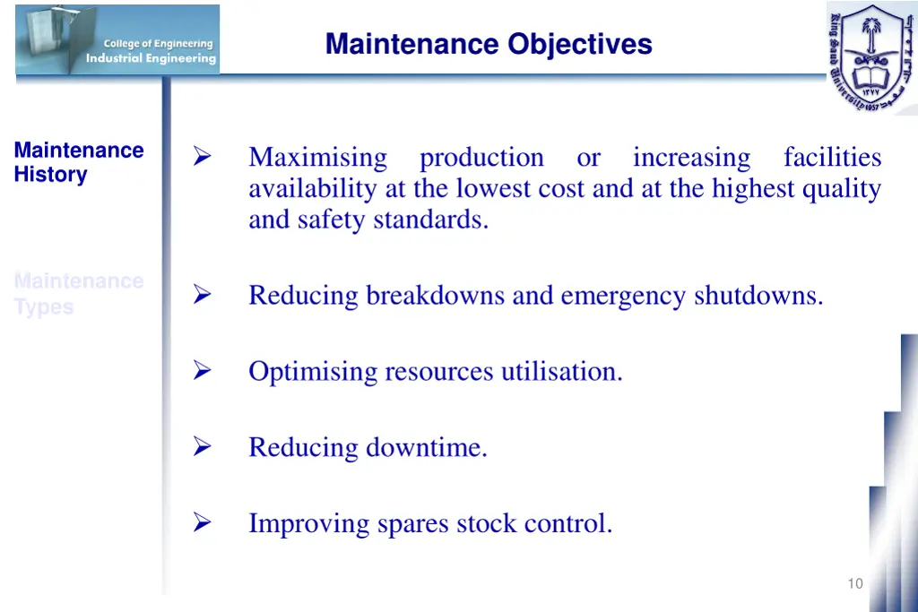 maintenance objectives 1