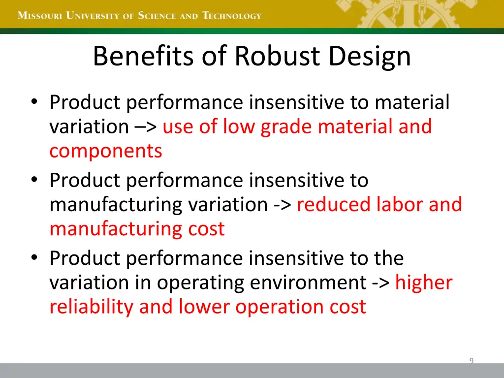 benefits of robust design