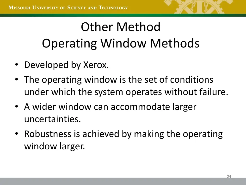 other method operating window methods