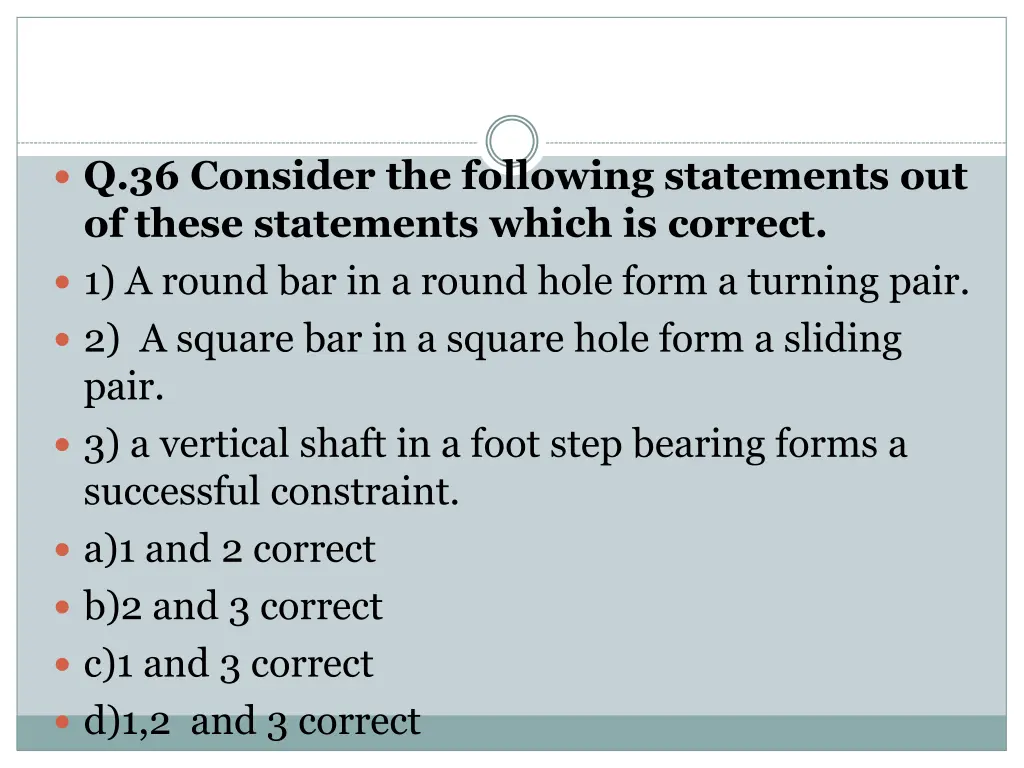 q 36 consider the following statements