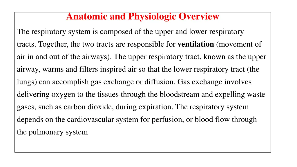 anatomic and physiologic overview