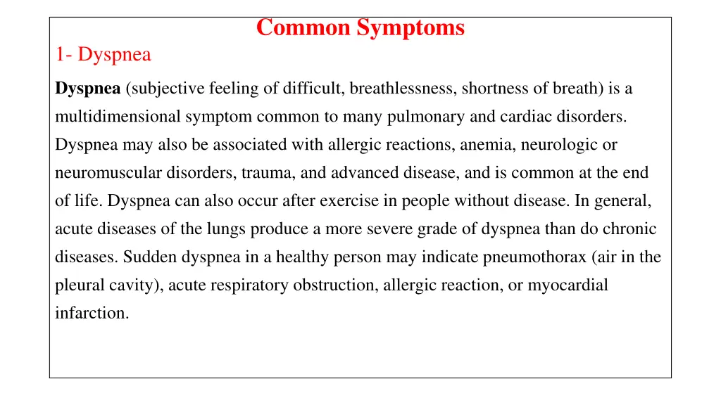 common symptoms