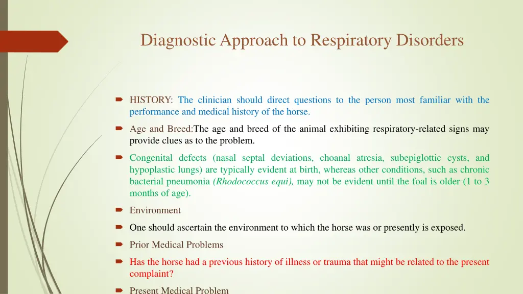 diagnostic approach to respiratory disorders